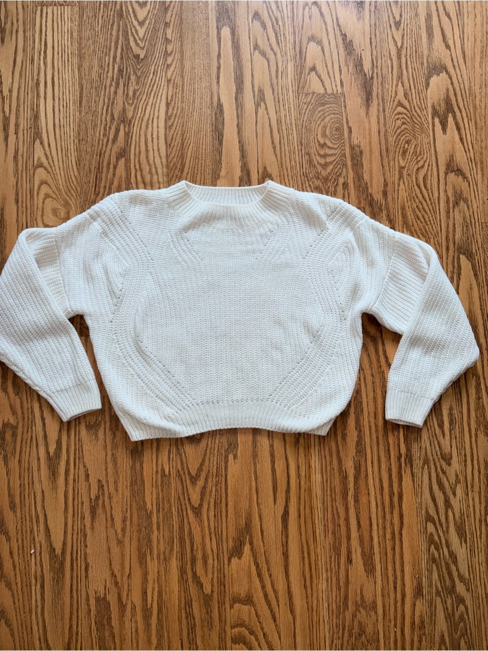 H&M Girls Cream White Textured Knit Cropped Sweater Size 12/14